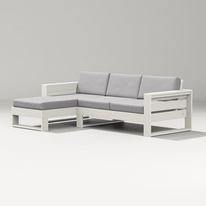 PW Designer Series Latitude Left Chaise Sectional in Vintage White / Granite