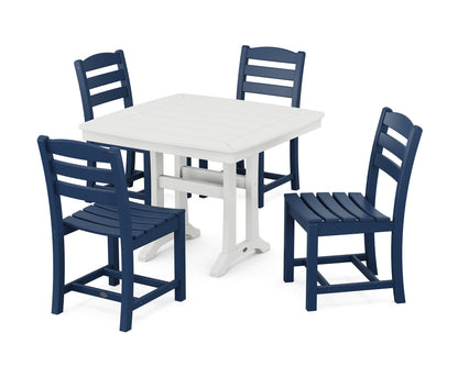 POLYWOOD® La Casa Café Side Chair 5-Piece Dining Set with Trestle Legs in Navy / White