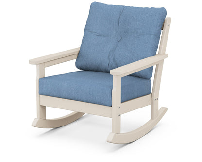 POLYWOOD® Vineyard Deep Seating Rocking Chair in Sand / Sky Blue