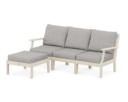 POLYWOOD® Braxton Modular 4-Piece Deep Seating Set with Ottoman in Sand / Grey Mist