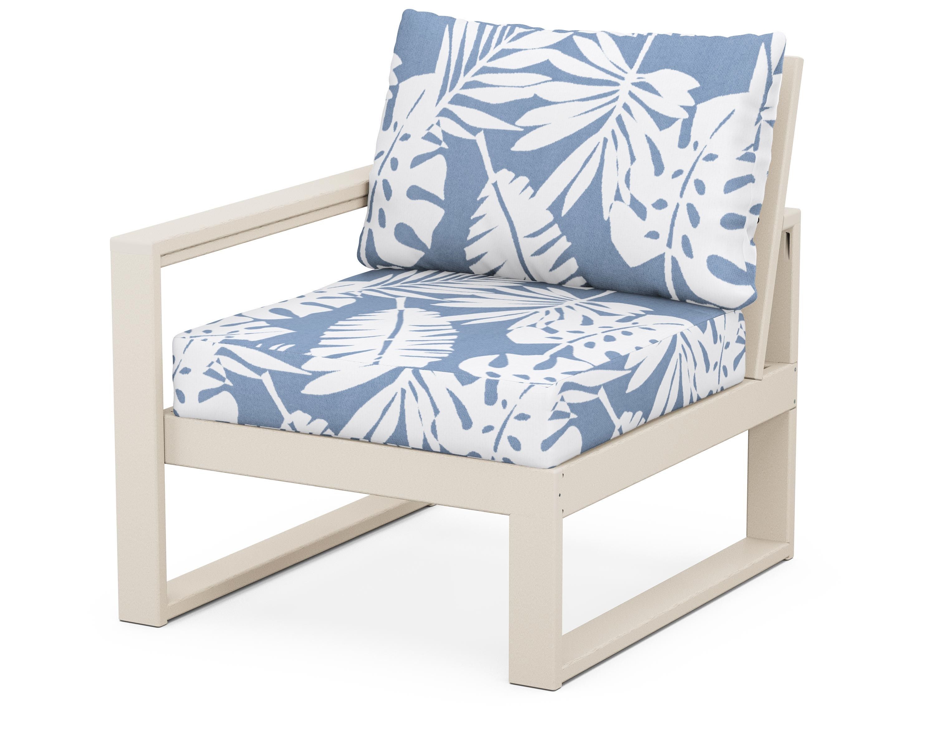 POLYWOOD® EDGE Modular Left Arm Chair in Sand / Leaf Sky Blue