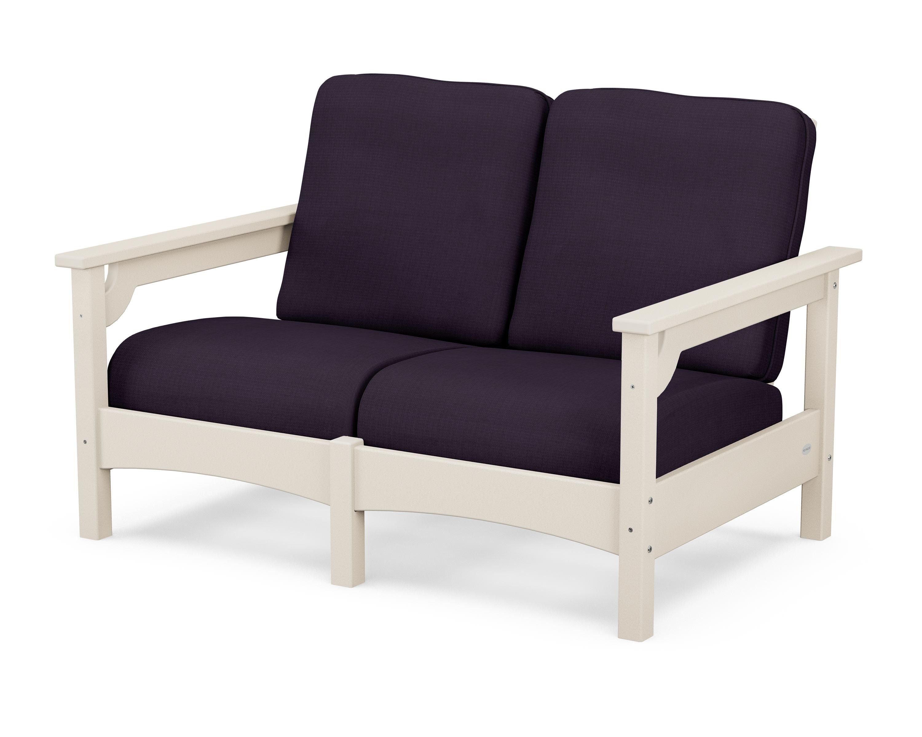 POLYWOOD® Club Loveseat in Sand / Navy Linen