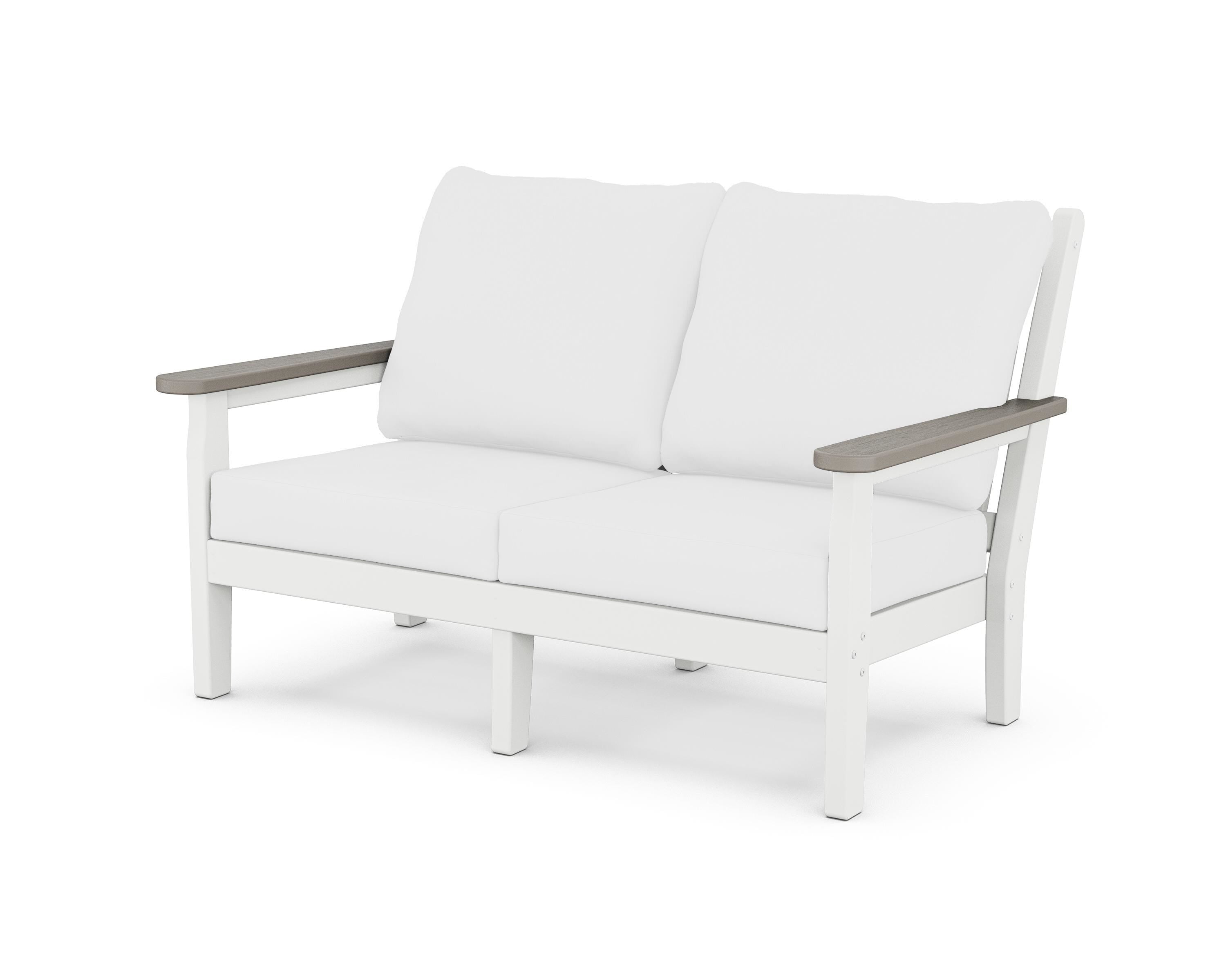 POLYWOOD® Chippendale Deep Seating Loveseat in White / Driftwood / Natural