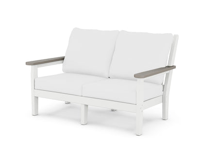 POLYWOOD® Chippendale Deep Seating Loveseat in White / Driftwood / Natural