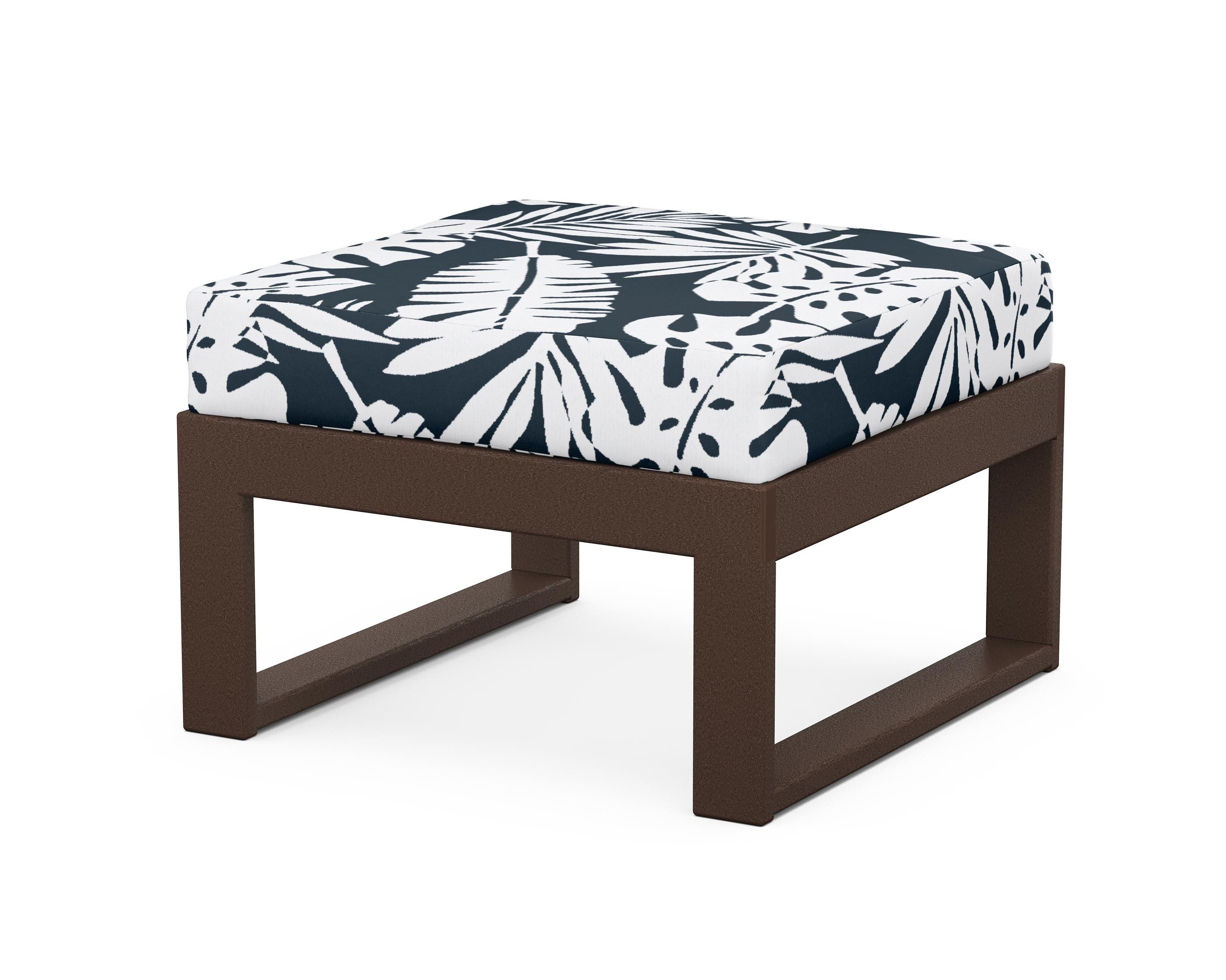 Unbranded Modular Ottoman - Modern in Mahogany / Leaf Marine Indigo