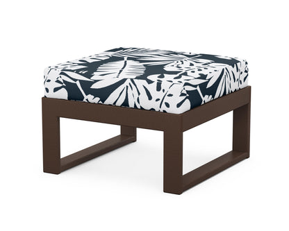 Unbranded Modular Ottoman - Modern in Mahogany / Leaf Marine Indigo