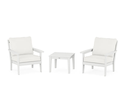 Country Living Cottage 3-Piece Deep Seating Set in White / Natural Linen