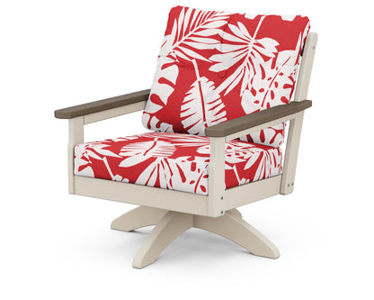 POLYWOOD® Vineyard Deep Seating Swivel Chair in Sand / Kona / Leaf Crimson