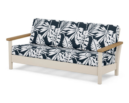 POLYWOOD® Harbour Deep Seating Sofa in Sand / Natural / Leaf Marine Indigo