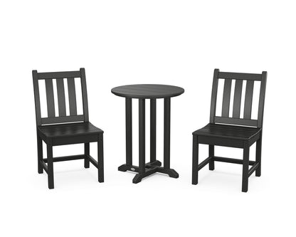 POLYWOOD® Traditional Garden Side Chair 3-Piece Round Bistro Dining Set in Black
