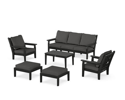 POLYWOOD® Chippendale 6-Piece Lounge Sofa Set in Black / Spectrum Carbon