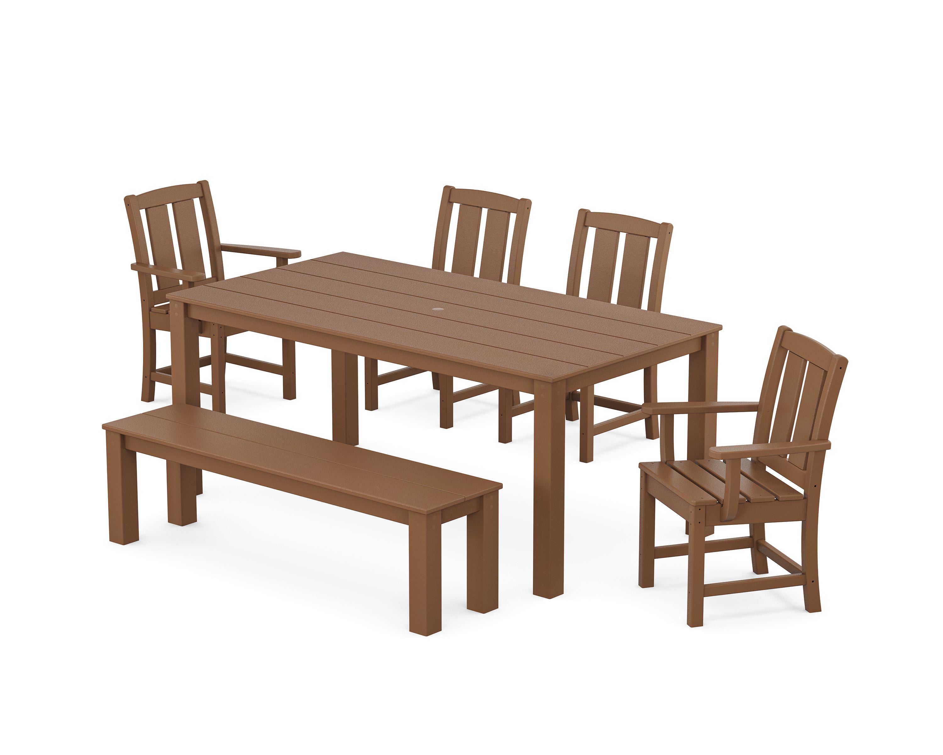 POLYWOOD® Mission 6-Piece Parsons Dining Set with Bench in Teak