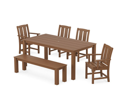 POLYWOOD® Mission 6-Piece Parsons Dining Set with Bench in Teak