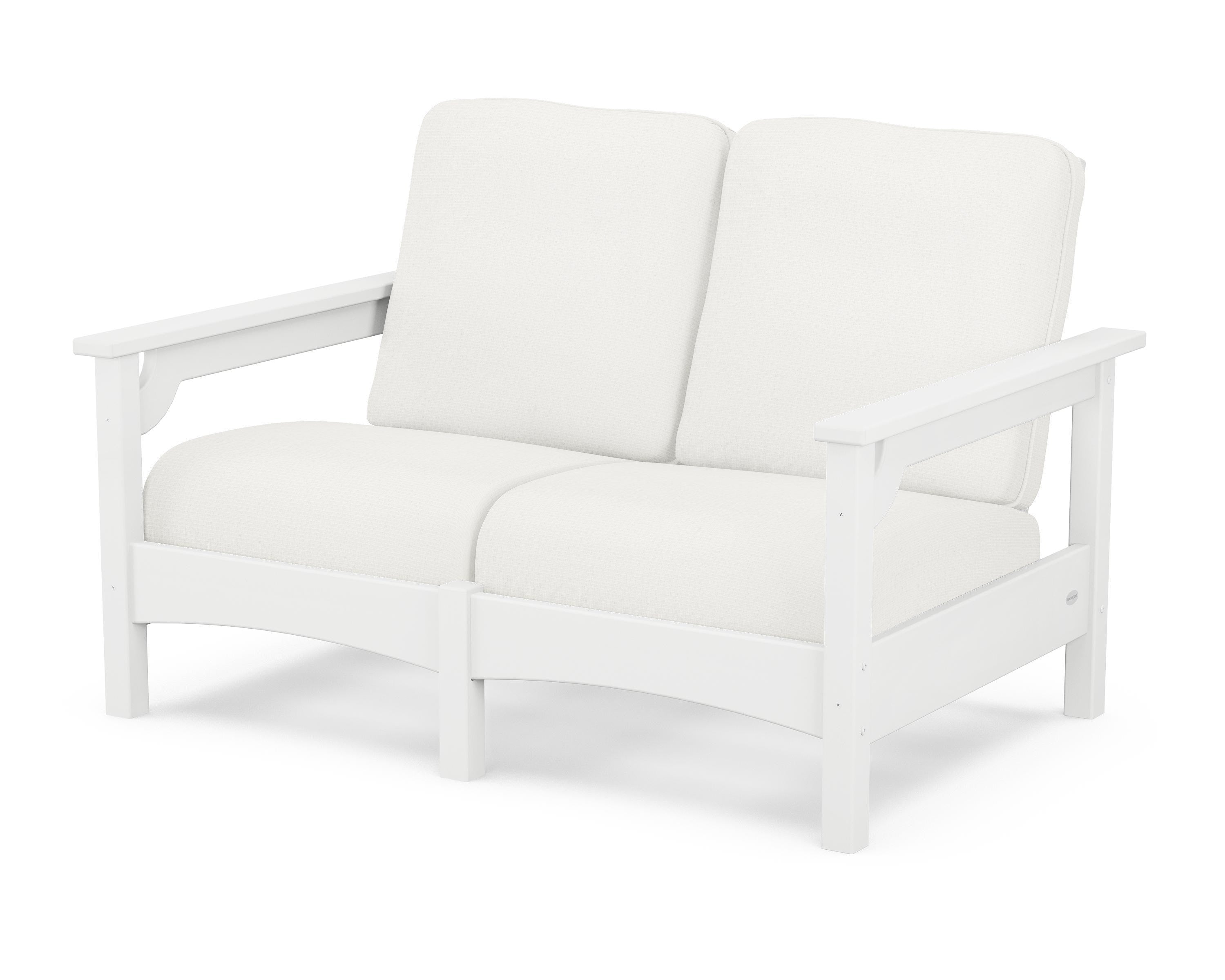 POLYWOOD® Club Loveseat in White / Natural Linen