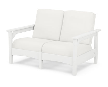 POLYWOOD® Club Loveseat in White / Natural Linen