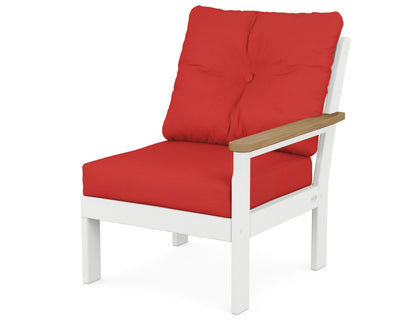 POLYWOOD® Vineyard Modular Right Arm Chair in White / Natural / Crimson Linen