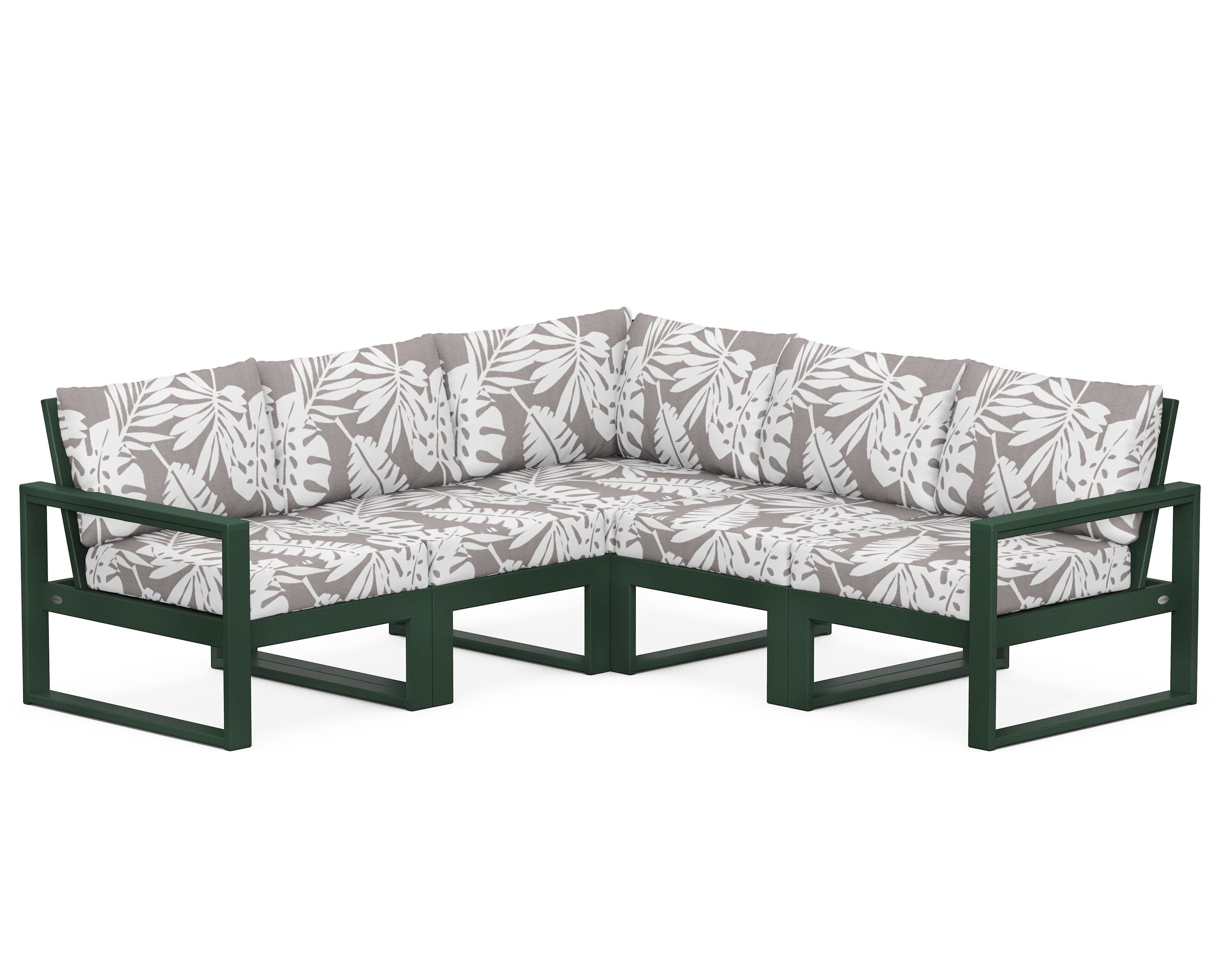 POLYWOOD® EDGE 5-Piece Modular Deep Seating Set in Green / Leaf Grey Mist