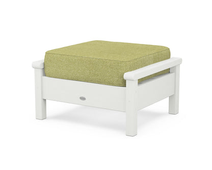 POLYWOOD® Harbour Deep Seating Ottoman in Vintage White / Chartreuse Boucle