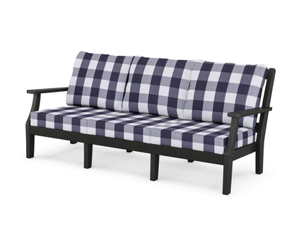 Martha Stewart by POLYWOOD® Chinoiserie Deep Seating Sofa in Black / Buffalo Plaid Navy