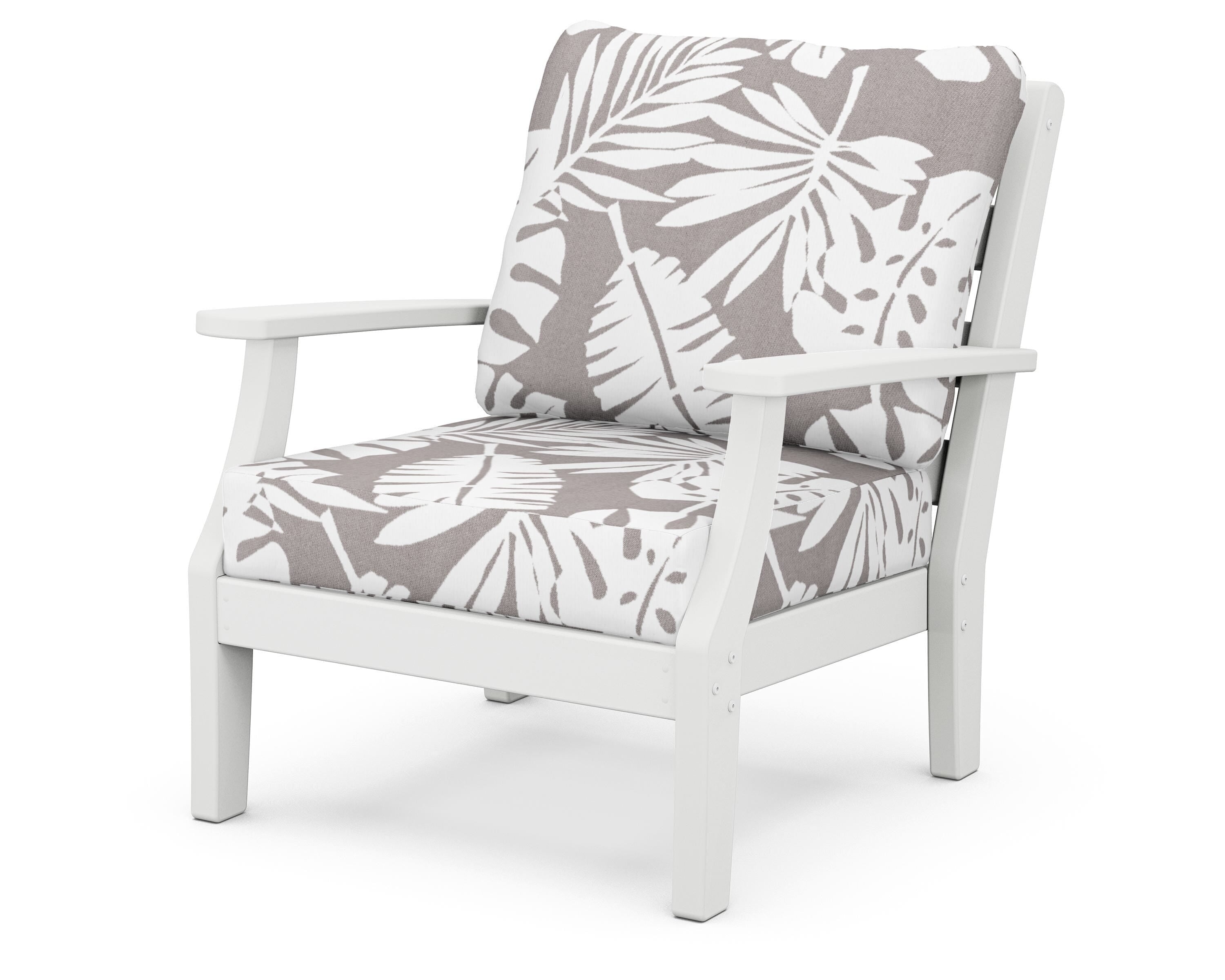 POLYWOOD® Chesapeake Deep Seating Chair in White / Leaf Grey Mist