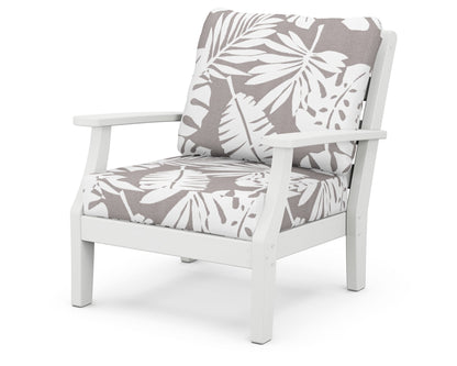 POLYWOOD® Chesapeake Deep Seating Chair in White / Leaf Grey Mist