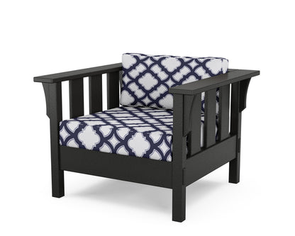Martha Stewart by POLYWOOD® Acadia Deep Seating Chair in Black / Trellis Navy