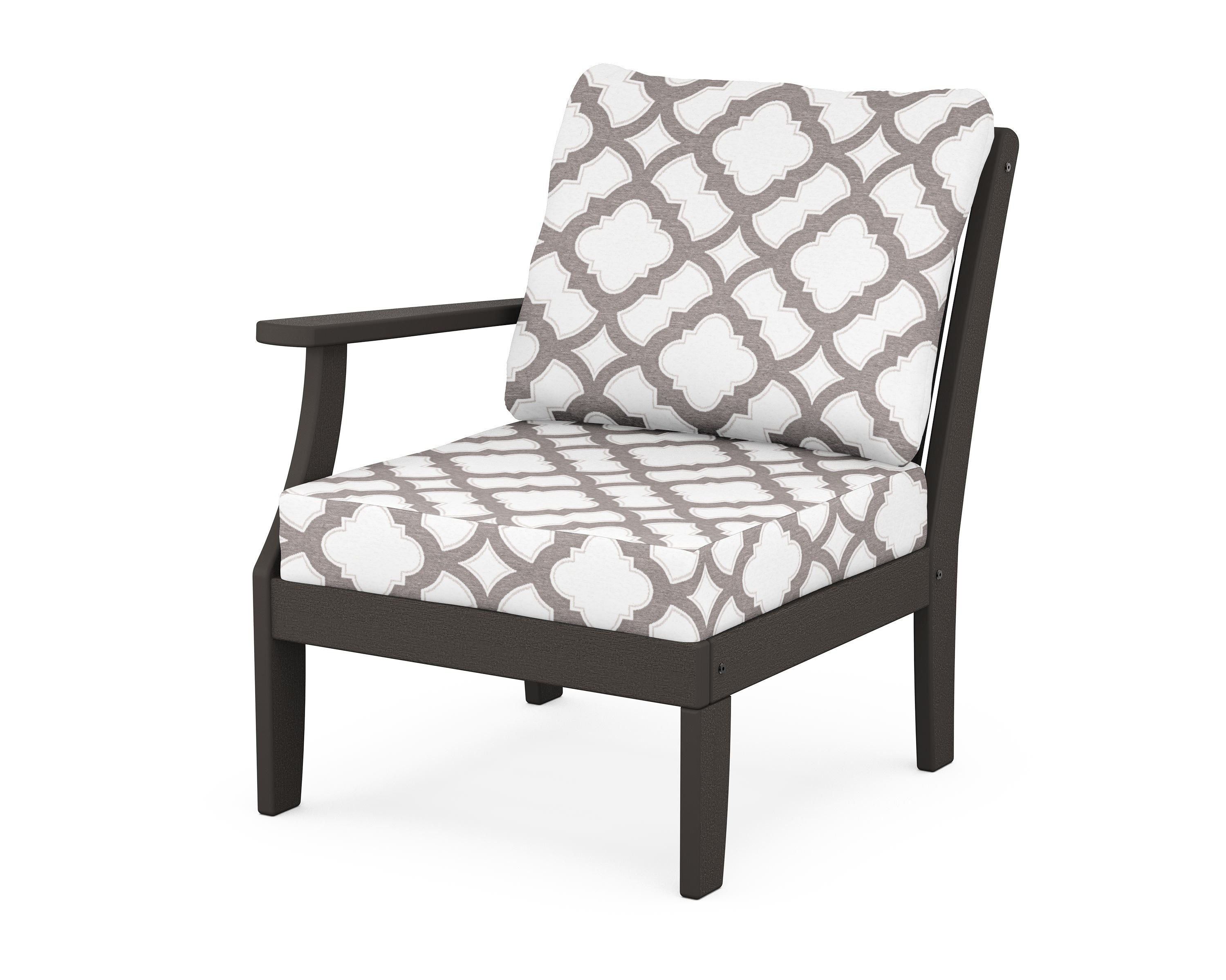 POLYWOOD® Braxton Modular Left Arm Chair in Vintage Coffee / Trellis Grey Mist
