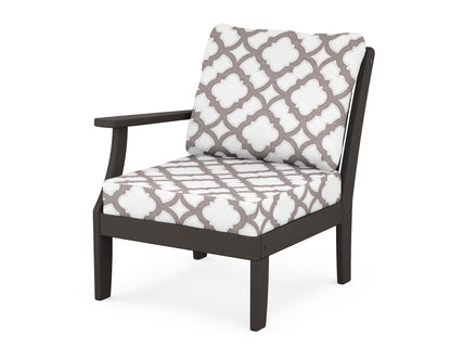 POLYWOOD® Braxton Modular Left Arm Chair in Vintage Coffee / Trellis Grey Mist