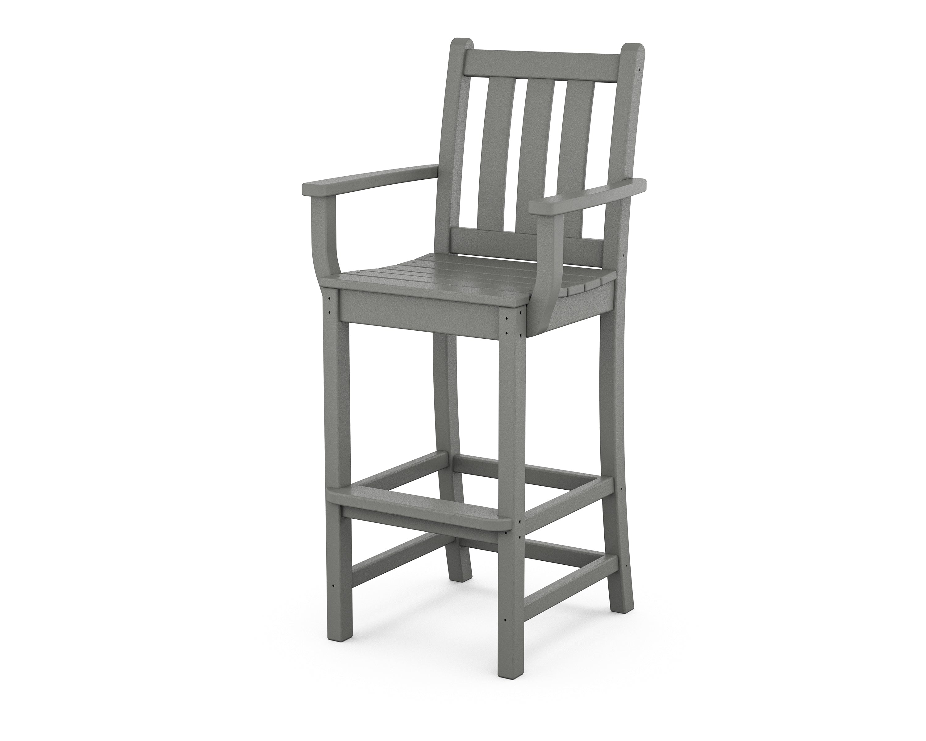 POLYWOOD® Traditional Garden Bar Arm Chair in Slate Grey