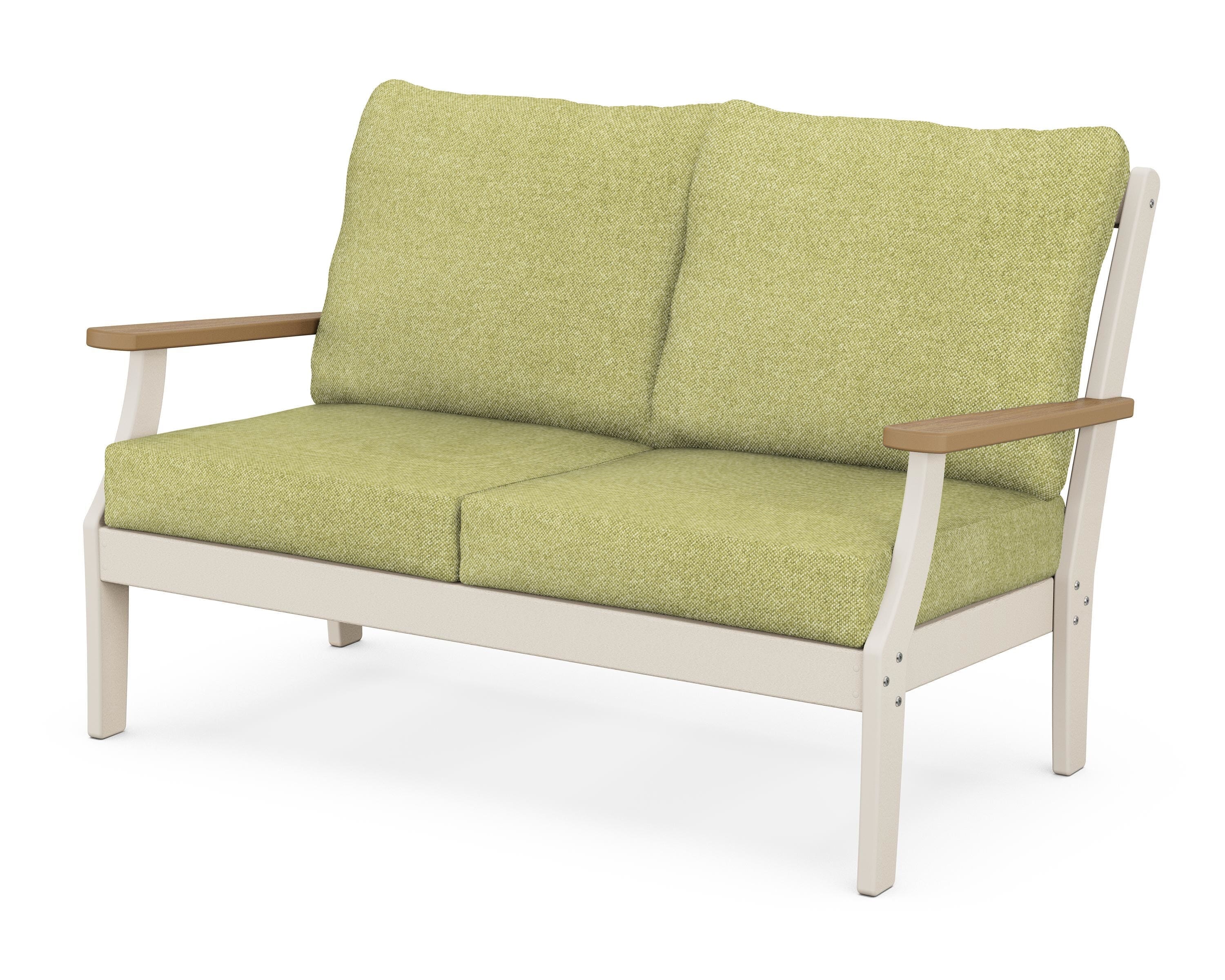 POLYWOOD® Braxton Deep Seating Loveseat in Sand / Natural / Chartreuse Boucle