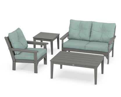 POLYWOOD® Vineyard 4-Piece Deep Seating Set in Slate Grey / Glacier Spa