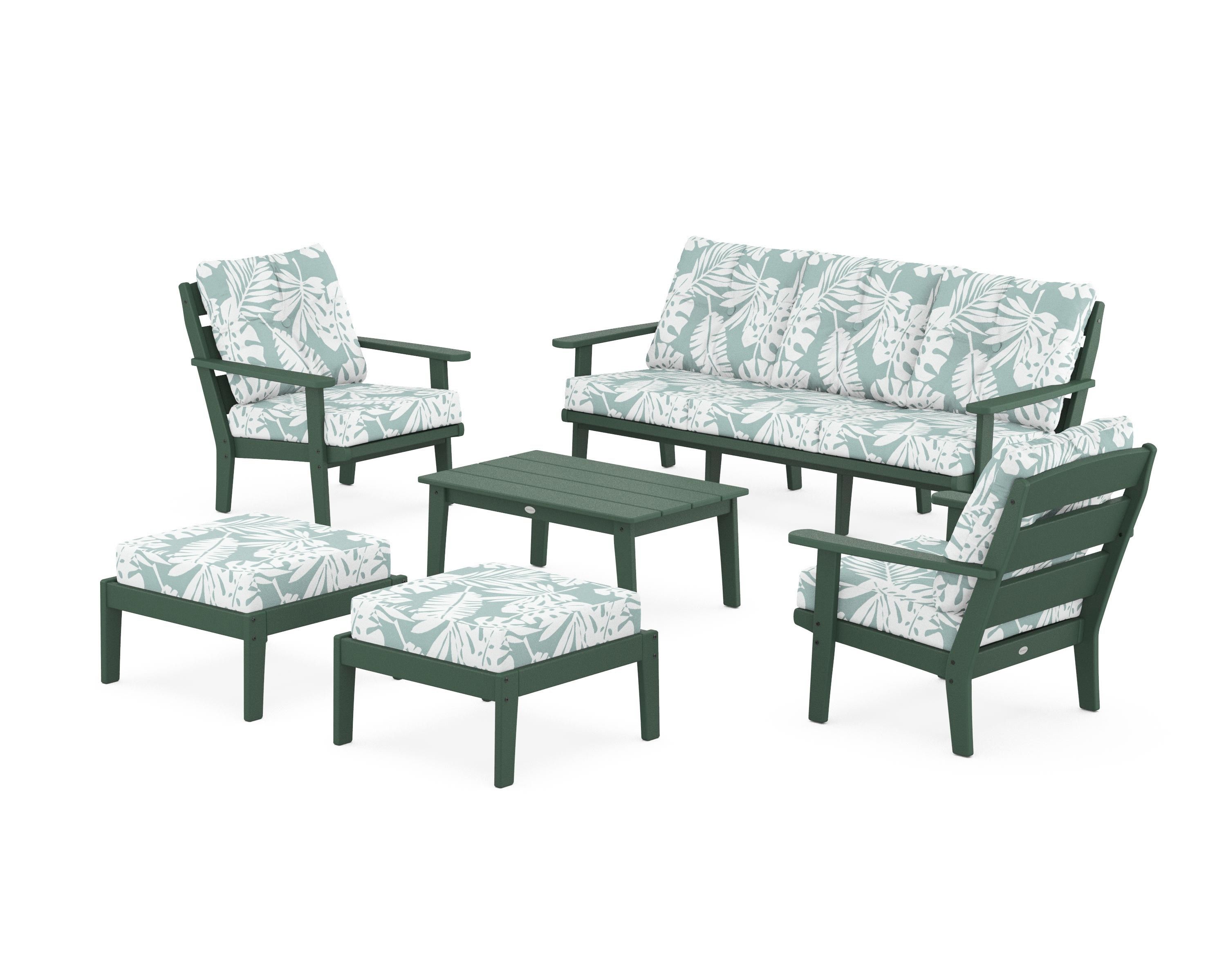POLYWOOD® Lakeside 6-Piece Lounge Sofa Set in Green / Leaf Glacier Spa