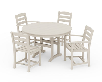 POLYWOOD® La Casa Café 5-Piece Round Farmhouse Dining Set in Sand