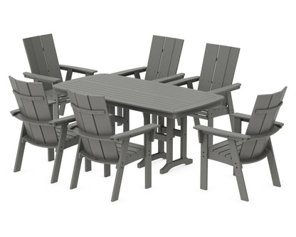 POLYWOOD® Modern Curveback Adirondack 7-Piece Dining Set in Slate Grey