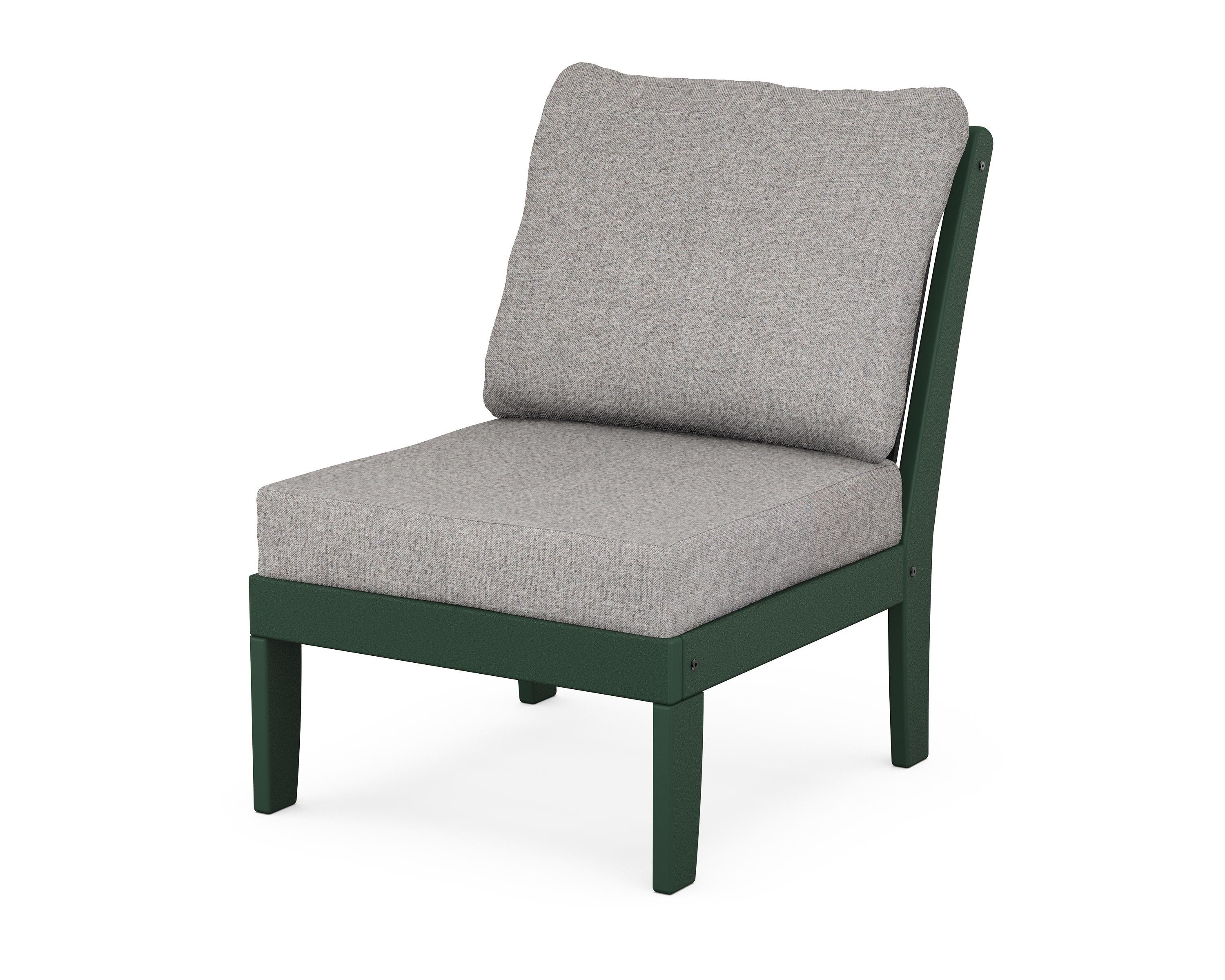 POLYWOOD® Braxton Modular Armless Chair in Green / Grey Mist