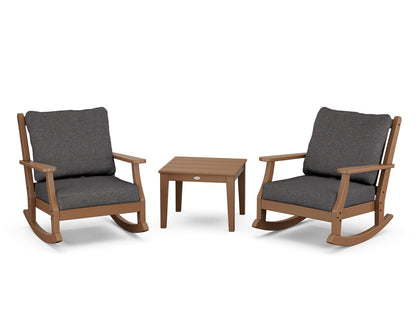Country Living Wovendale 3-Piece Deep Seating Rocker Set in Teak / Ash Charcoal