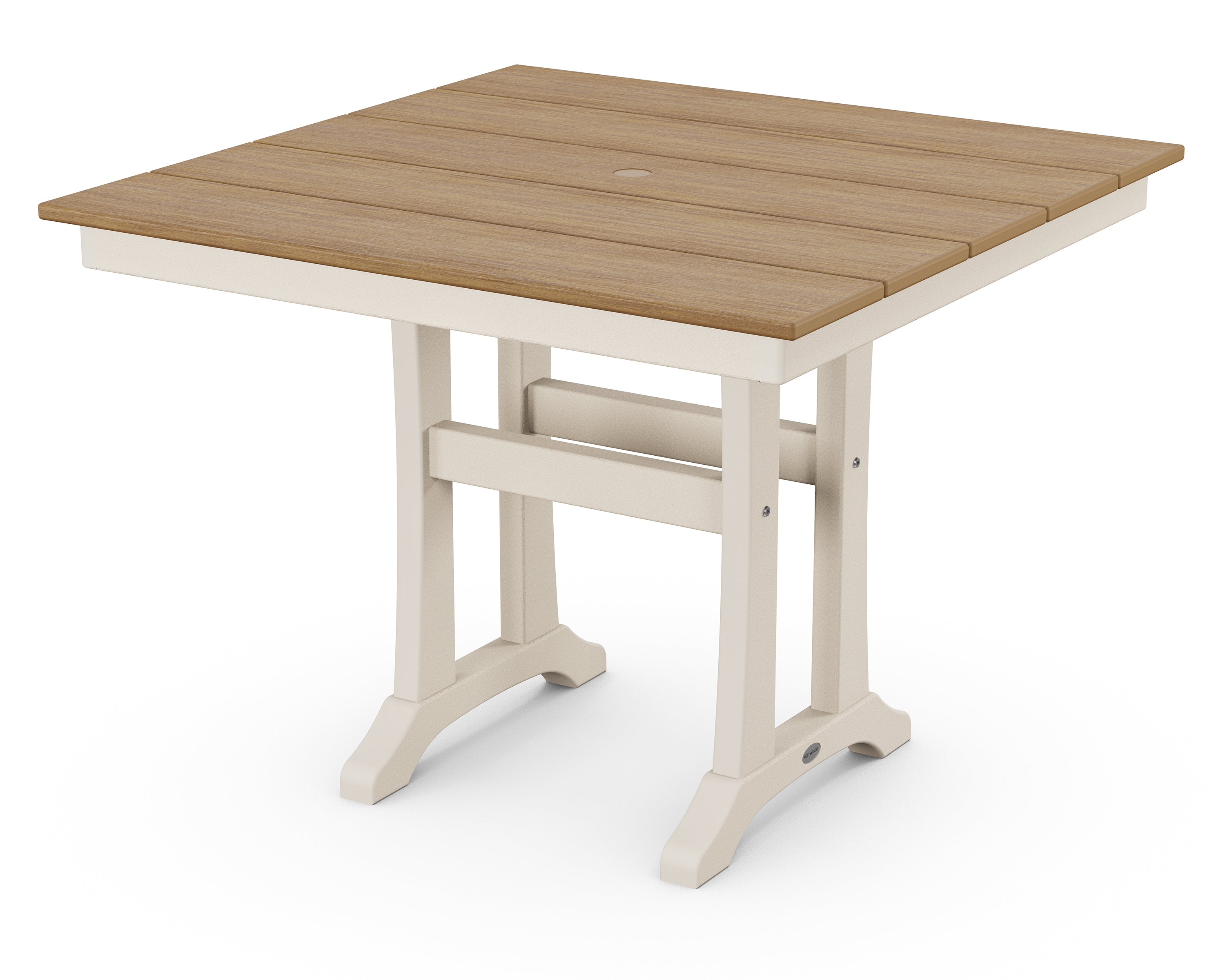 POLYWOOD® Farmhouse Trestle 37" Dining Table in Sand / Natural