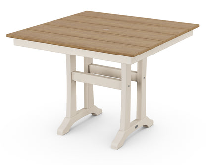 POLYWOOD® Farmhouse Trestle 37" Dining Table in Sand / Natural