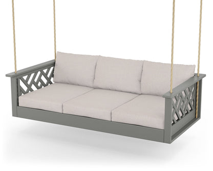 POLYWOOD® Chippendale Daybed Swing in Slate Grey / Dune Burlap