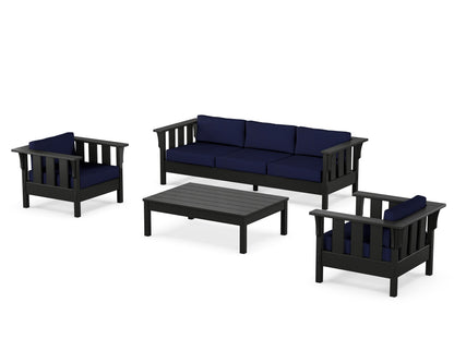 Martha Stewart by POLYWOOD® Acadia 4-Piece Deep Seating Set with Sofa in Black / Navy