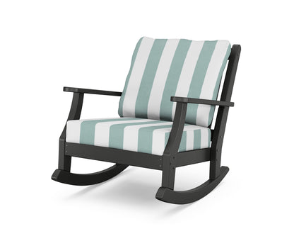 Country Living Wovendale Deep Seating Rocking Chair in Black / Cabana Stripe Glacier Spa