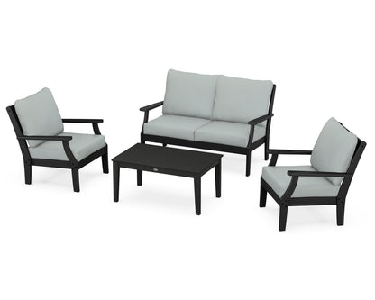 POLYWOOD® Braxton 4-Piece Deep Seating Chair Set in Black / Spa