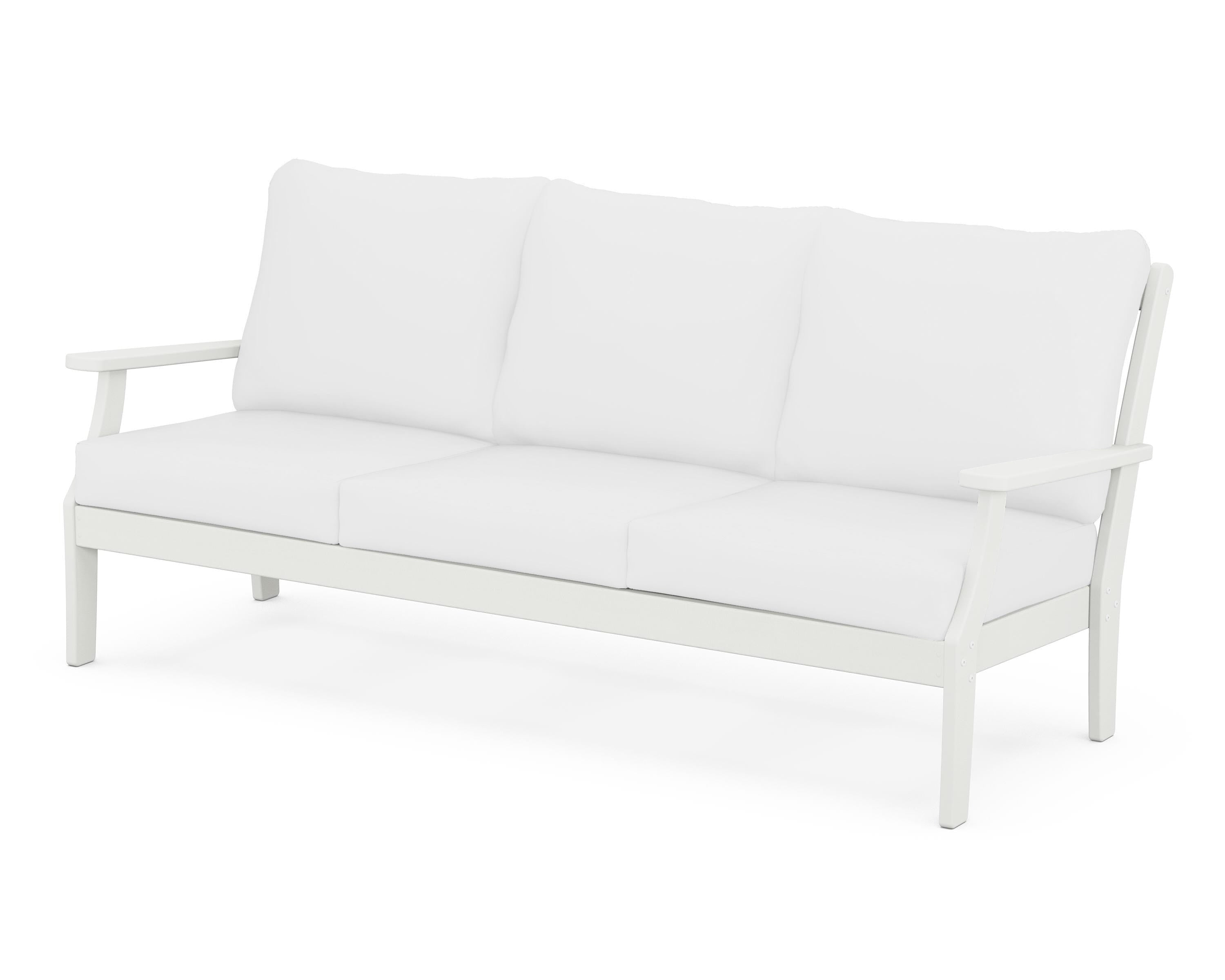 POLYWOOD® Braxton Deep Seating Sofa in Vintage White / Natural