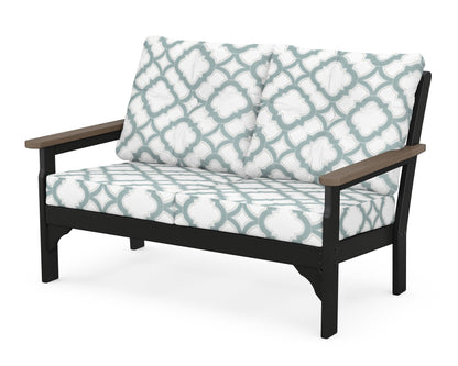 POLYWOOD® Vineyard Deep Seating Loveseat in Black / Kona / Trellis Glacier Spa