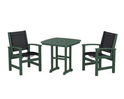 POLYWOOD® Coastal 3-Piece Dining Set in Green / Black Sling