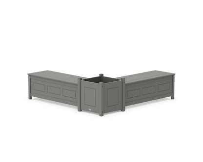 Country Living 48" Country Living L- Shaped Planter Storage Bench Set- Large in Slate Grey