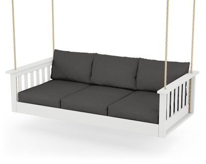 POLYWOOD® Vineyard Daybed Swing in White / Spectrum Carbon