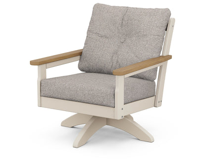 POLYWOOD® Vineyard Deep Seating Swivel Chair in Sand / Natural / Weathered Tweed