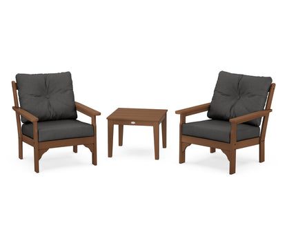 POLYWOOD® Vineyard 3-Piece Deep Seating Set in Teak / Spectrum Carbon