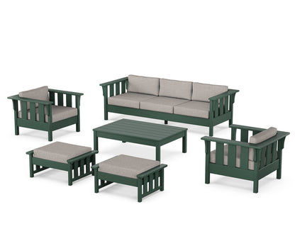 Martha Stewart by POLYWOOD® Acadia 6-Piece Lounge Sofa Set in Green / Weathered Tweed